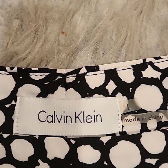 Calvin klein womens polyester white and black circle‎ tank top size large - Picture 3 of 4